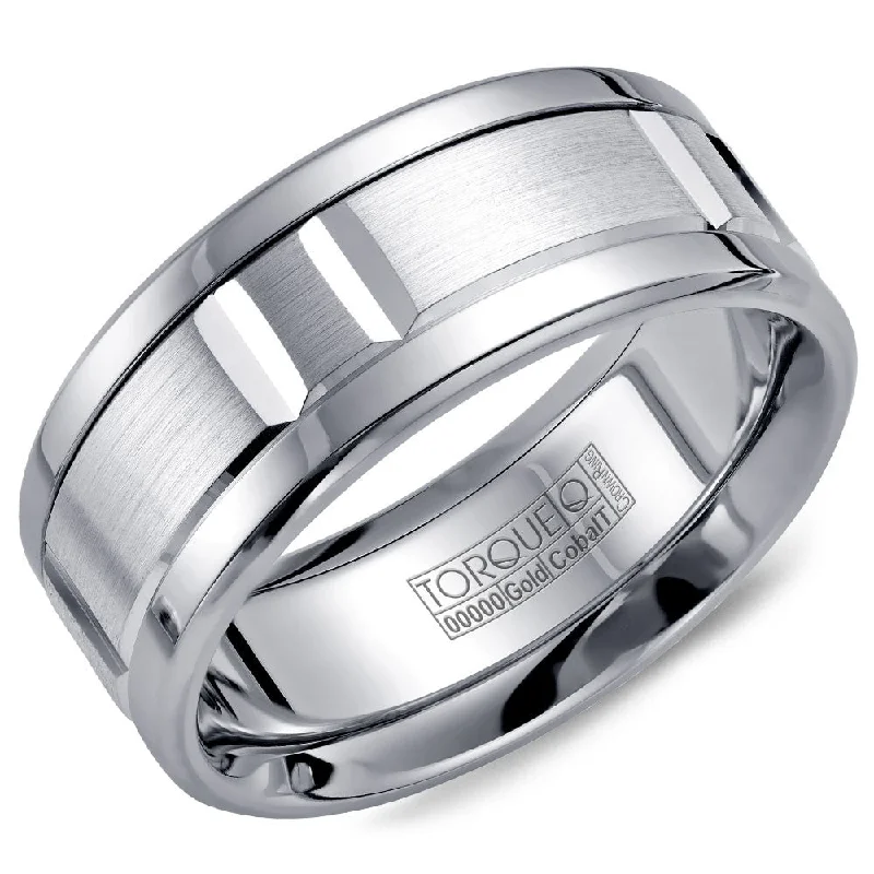 Torque Cobalt & Gold Collection 9MM Wedding Band with White Gold Center CW011MW9