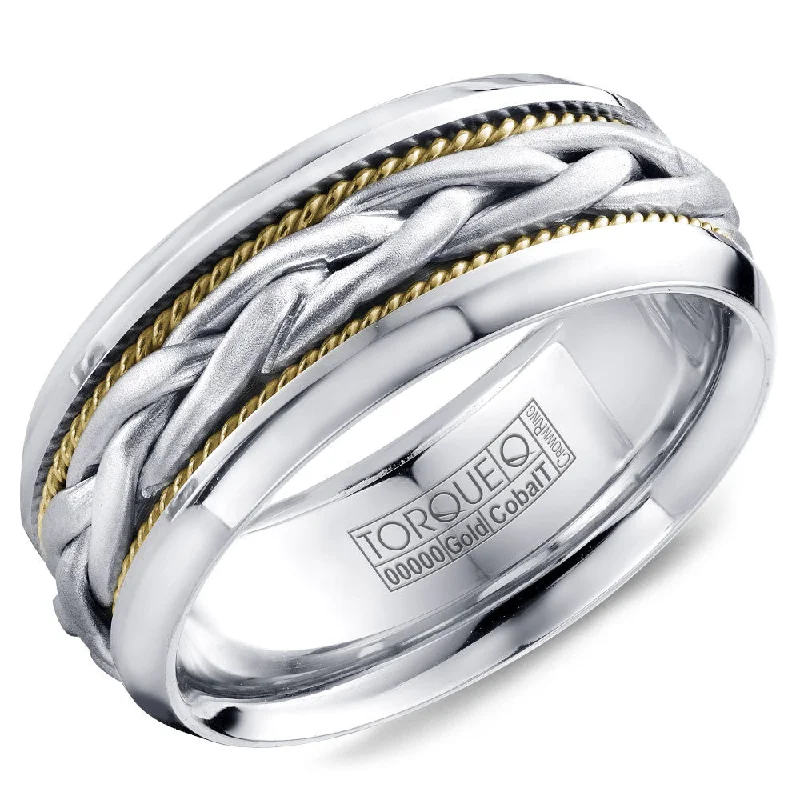 Torque Cobalt & Gold Collection 9MM Wedding Band with White Gold Center CW019MWY9