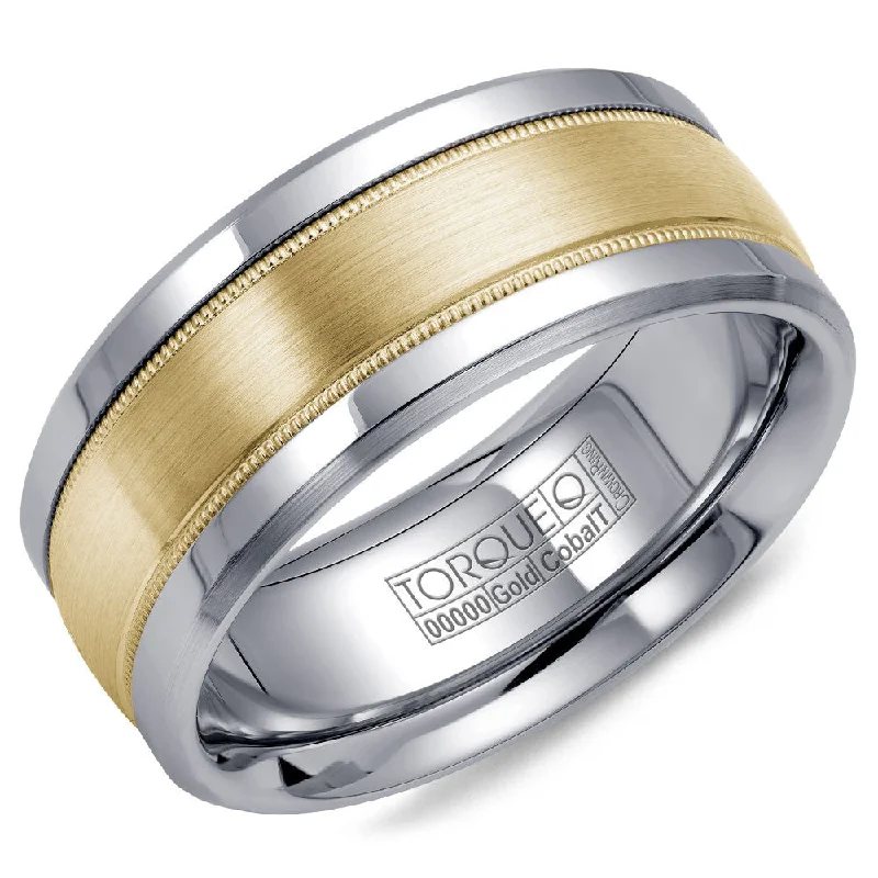 Torque Cobalt & Gold Collection 9MM Wedding Band with Yellow Gold Center CW036MY9