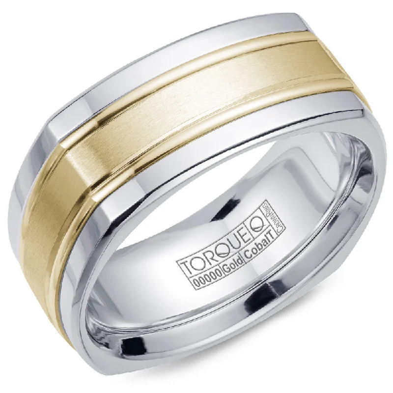 Torque Cobalt & Gold Collection 9MM Wedding Band with Yellow Gold Center CW057MY9