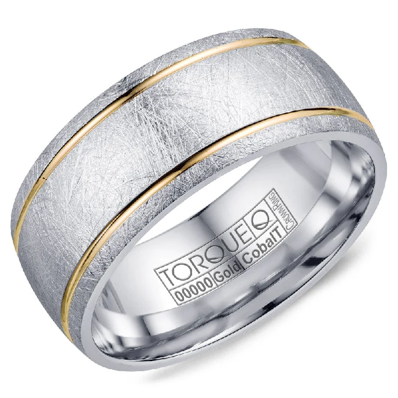 Torque Cobalt & Gold Collection 9MM Wedding Band with Yellow Gold Center CW105MY9