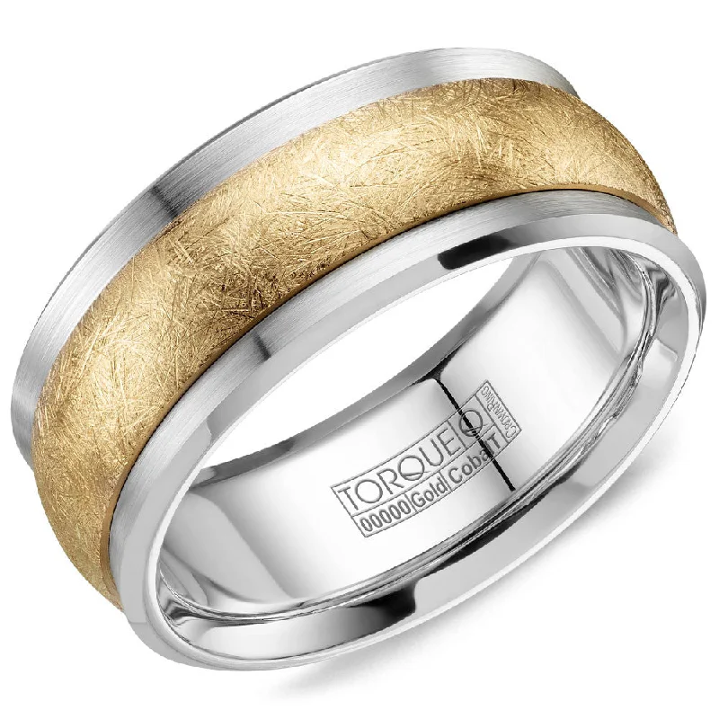 Torque Cobalt & Gold Collection 9MM Wedding Band with Yellow Gold Center CW115MY9