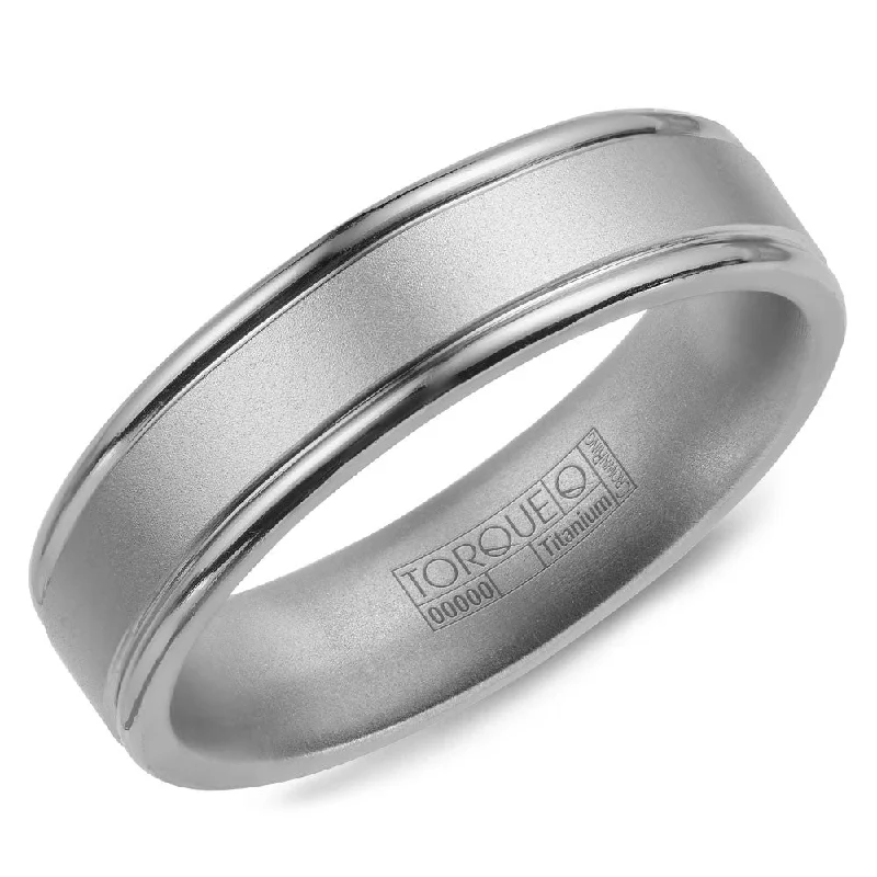 Torque Titanium Collection 6MM Wedding Band with Sandblast Center & Polished Sides TI-0077-R10