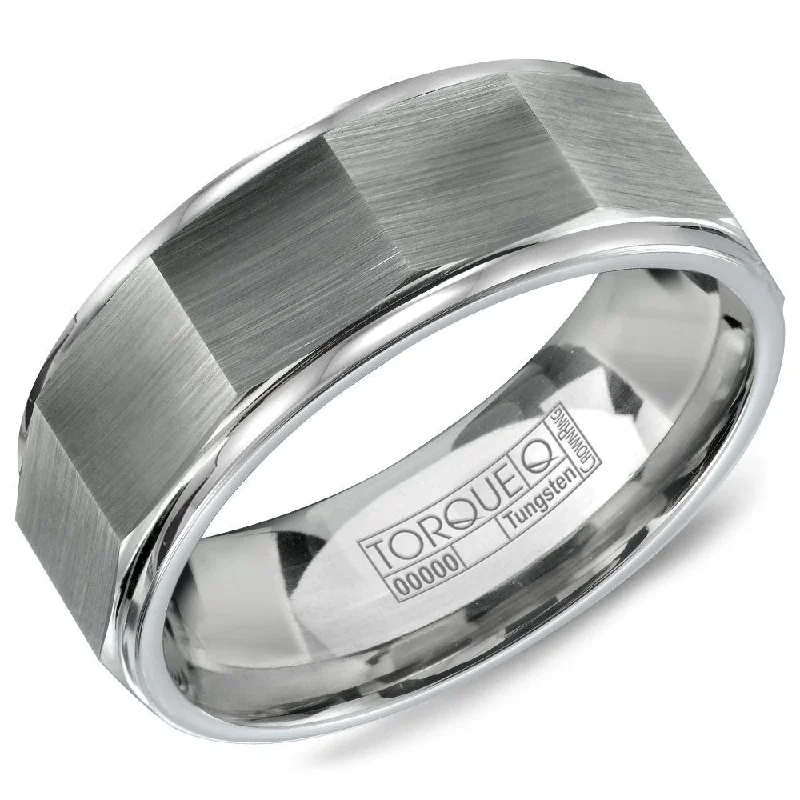 Torque Tungsten Collection 8MM Wedding Band with Architectural Design TU-0029