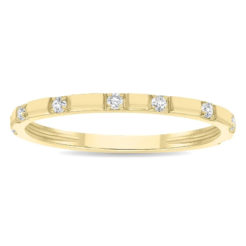 Women's 1/10 Carat TW Thin Diamond Wedding or Fashion Band in 10K Yellow Gold