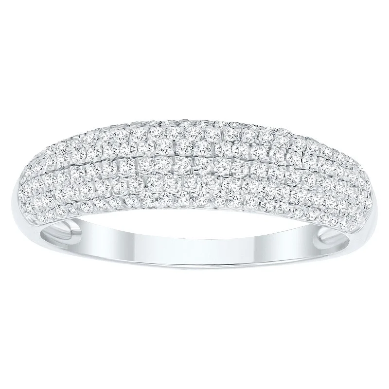 Women's 1/2 Carat TW Round Diamond Pave Set Wedding Anniversary Band in 10K White Gold