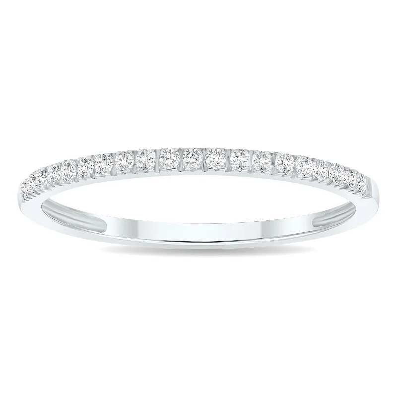 Women's 1/6 Carat TW Thin Diamond Band in 10K White Gold (Wedding, Fashion or Stackable Band)