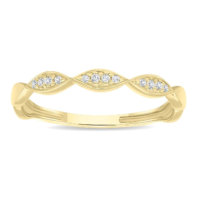 Women's Dainty Thin Diamond Wedding Stackable Band in 10K Yellow Gold